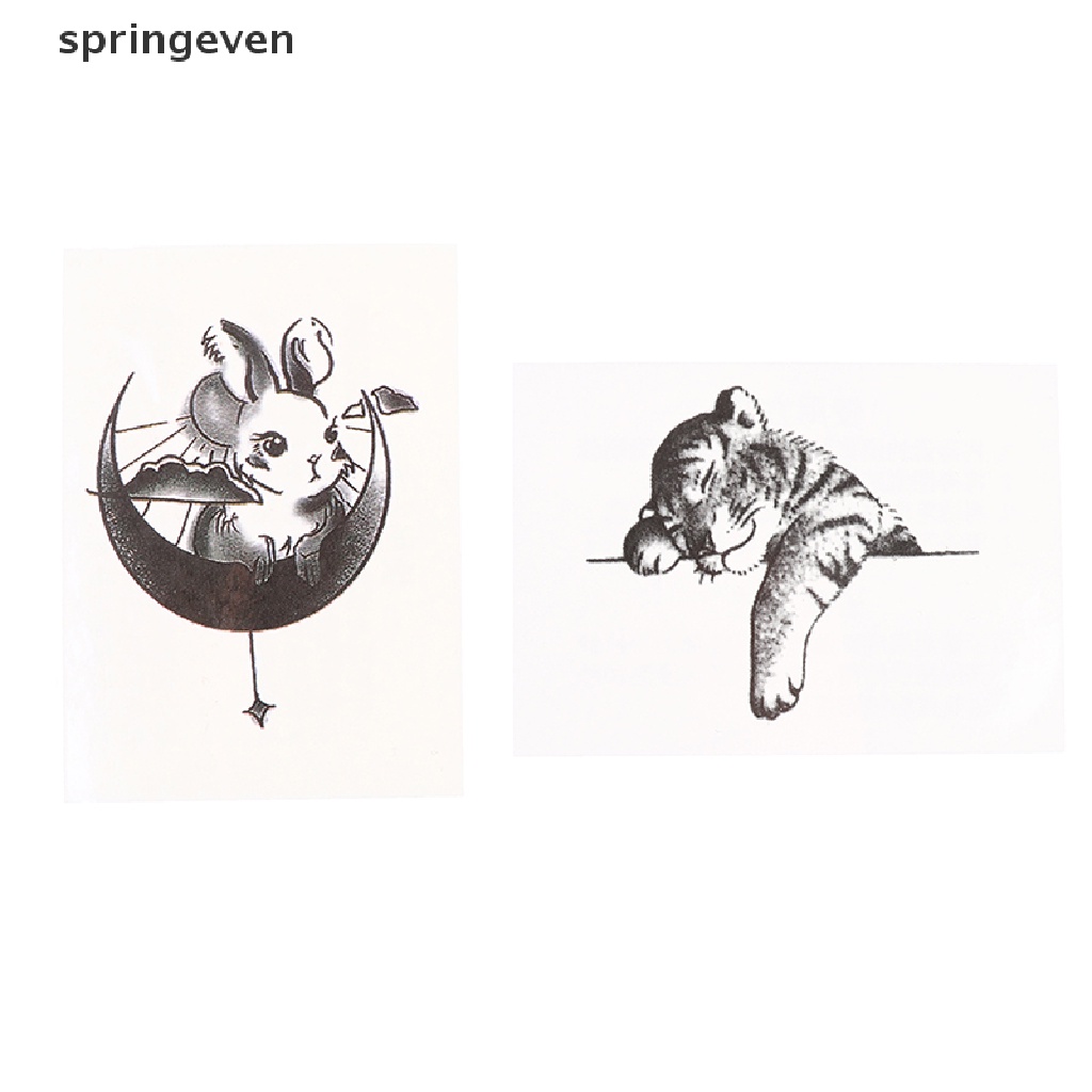 springeven 1PC Tattoo Sticker Tiger Moon Whale Couples Student Personality Temporary Tattoo RFT