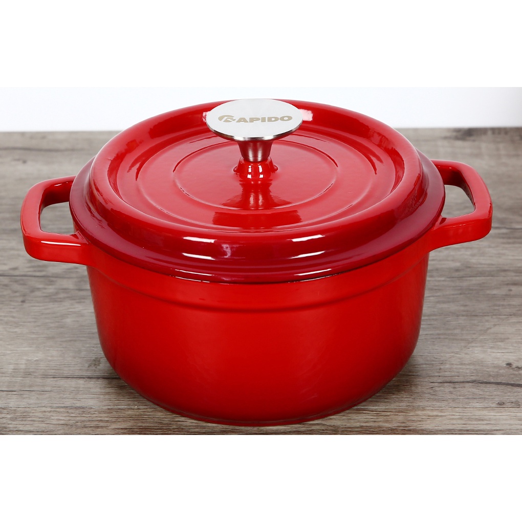 Nồi Gang Đúc Tráng Men Rapido size 20cm, 22cm, 24 cm, Nồi Gang Kho Thịt Cá, - TQ076