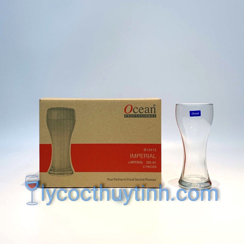 CHÍNH HÃNG Cốc ly thủy tinh eo trong suốt Thái Lan ocean B13412 350ml đẹp chịu nhiệt tốt