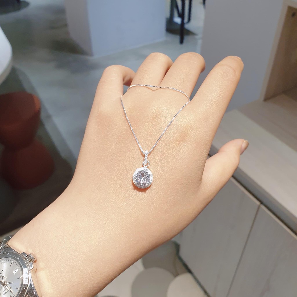 (HOT) Dây Chuyền Nữ Bạc Ý 925 vòng cổ mặt đá lớn sang trọng trang sức cao cấp No.93 Jewelry