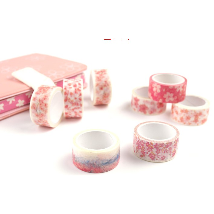 Băng Dính Washi Tape Hoa Anh Đào Sakura cả cuộn 7m trang trí sổ tay
