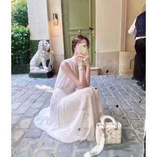 Đầm tiểu thư cổ cao dáng dài
