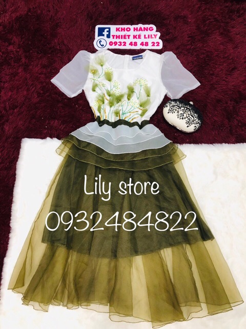 Ảnh và video thật 10000% ! Đầm xoè phối hoa