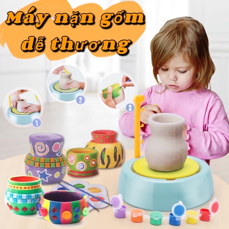 Đồ Chơi bé gái Làm Gốm Bằng Đất Sét cho bé yêu thích hội họa sáng tạo,đồ chơi phát triển trí tuệ, gốm nặn thân thiện
