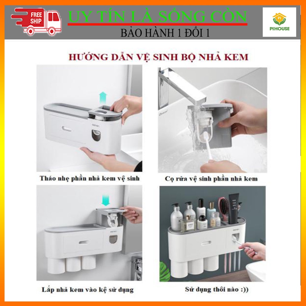 [ BAO GIÁ SỈ SHOPEE ] Bộ Nhả Kem Đánh Răng Tự Động, Kệ Để Đồ Phòng Tắm Cao Cấp