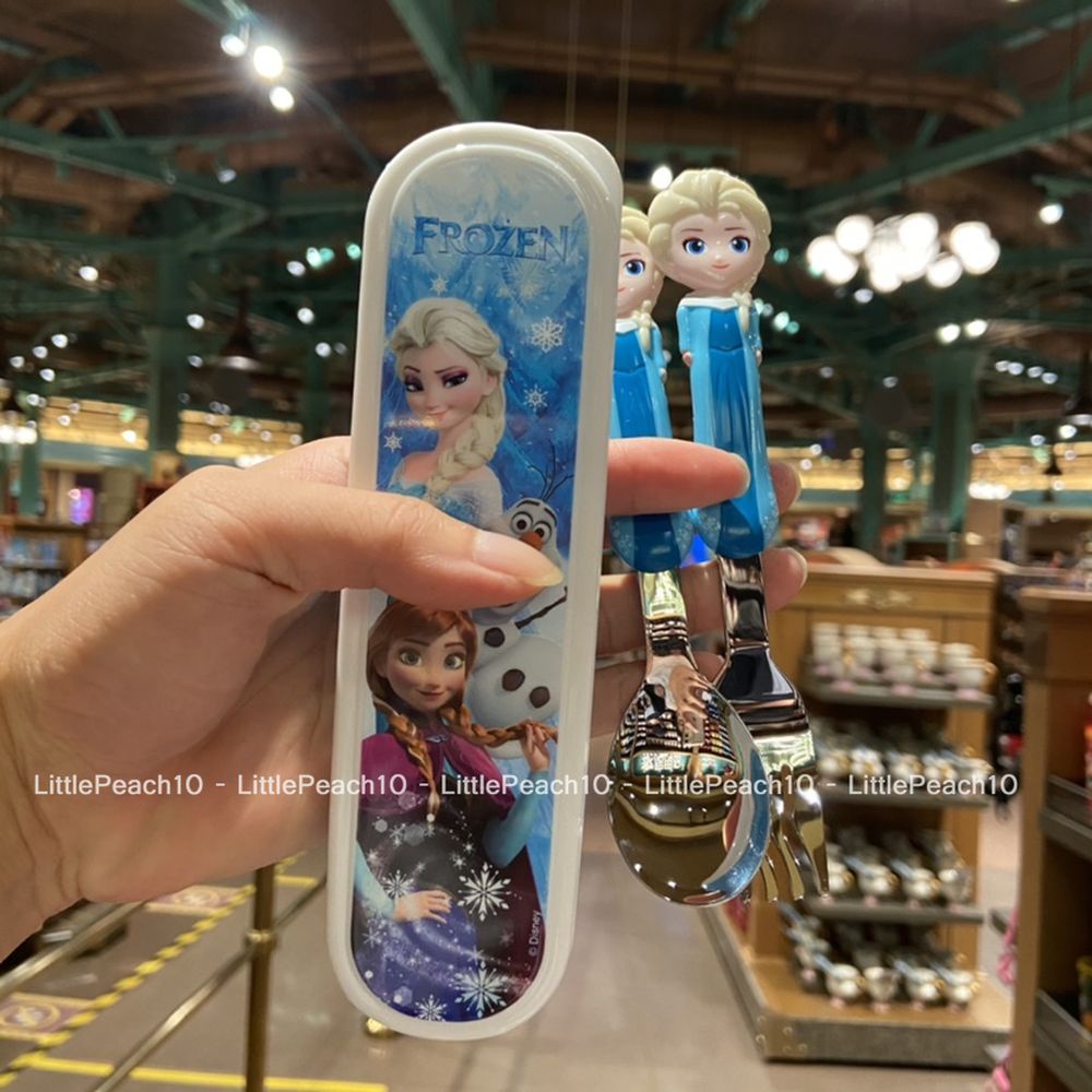 Set 3 món ăn dặm Disney muỗng nĩa kèm hộp nổi 3D hình Elsa , Anna Frozen, Snow White , Mike cho bé