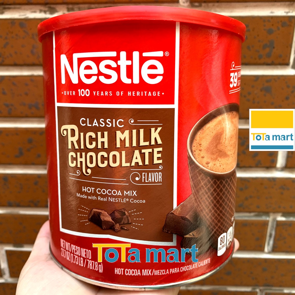 (hsd 05/2023) Bột cacao NESTLE nhập khẩu Mỹ hot cocoa mix Rich milk chocolate hộp lớn 787.8g.