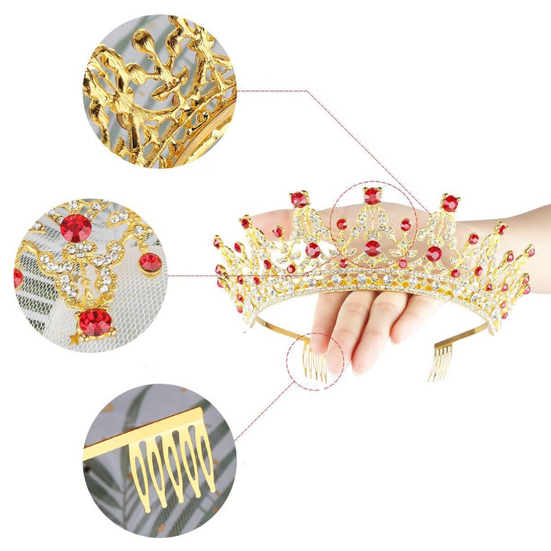 Vương Miện Cài Tóc Đính Đá Pha Lê Nhân Tạo Sang Trọng