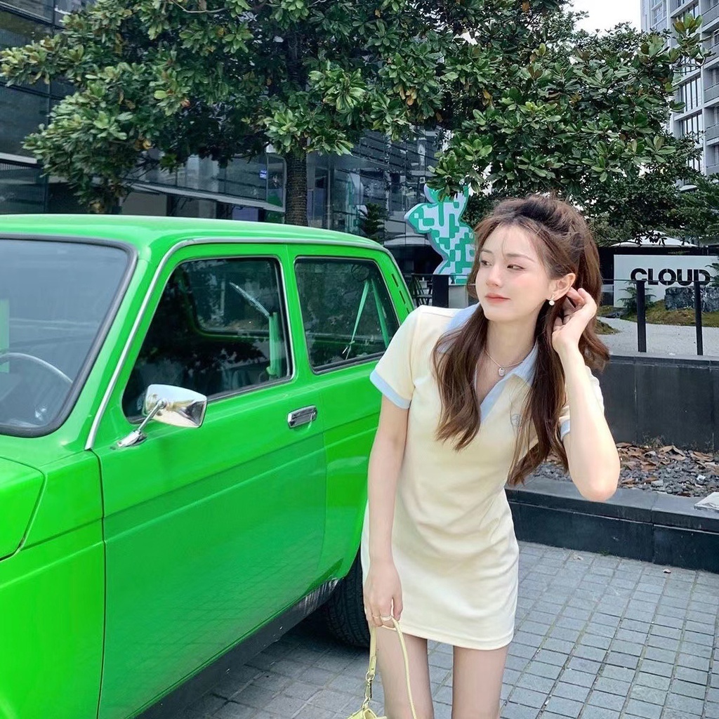 Đầm Polo Ngắn Ôm Eo Màu Sắc Trẻ Trung Thời Trang Mùa Hè Cho Nữ