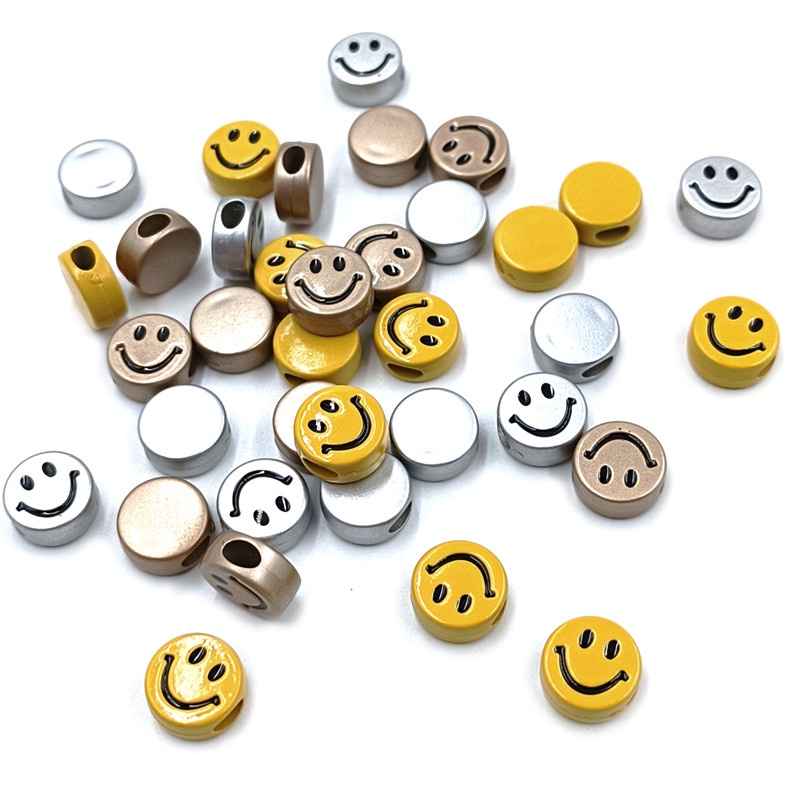 Bộ 10 Hạt Nhựa Acrylic Hình Oval Mặt Cười Dùng Làm Trang Sức DIY