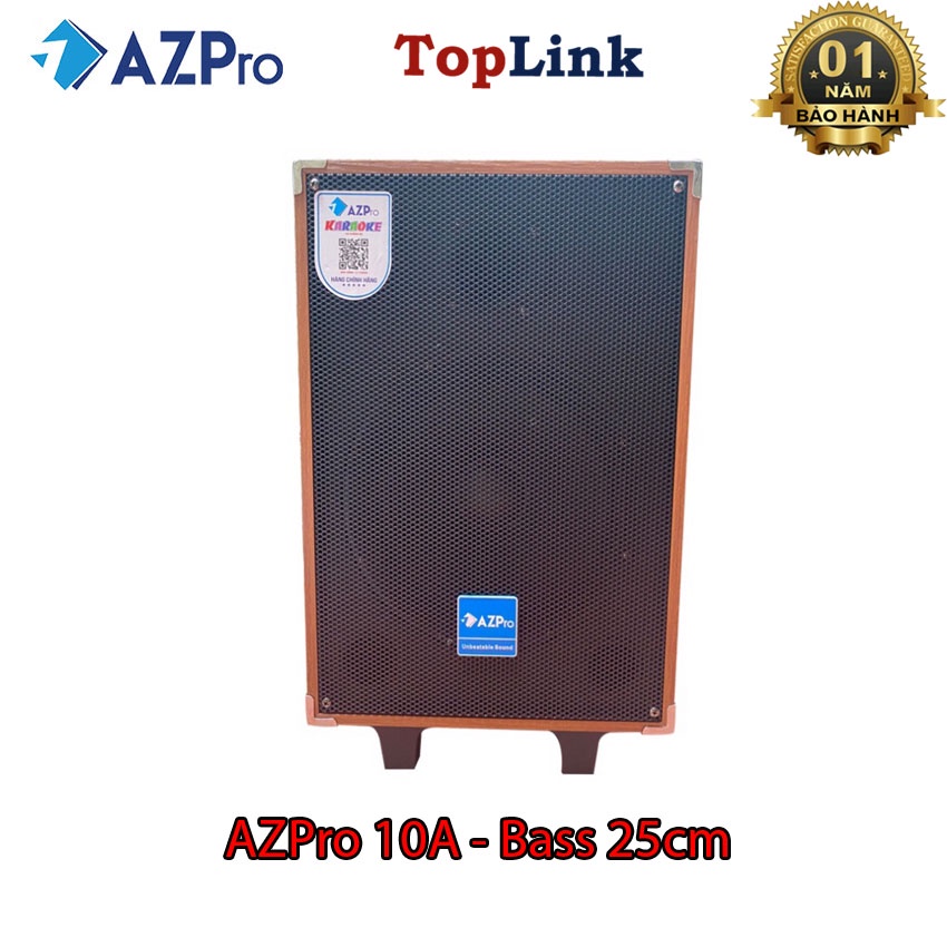 Loa Kéo Bluetooth AZPro AZ-10A Bass 2.5 tấc Kèm 2 Mic Không Dây Chống Rú Công Suất Đỉnh 500w - TopLink