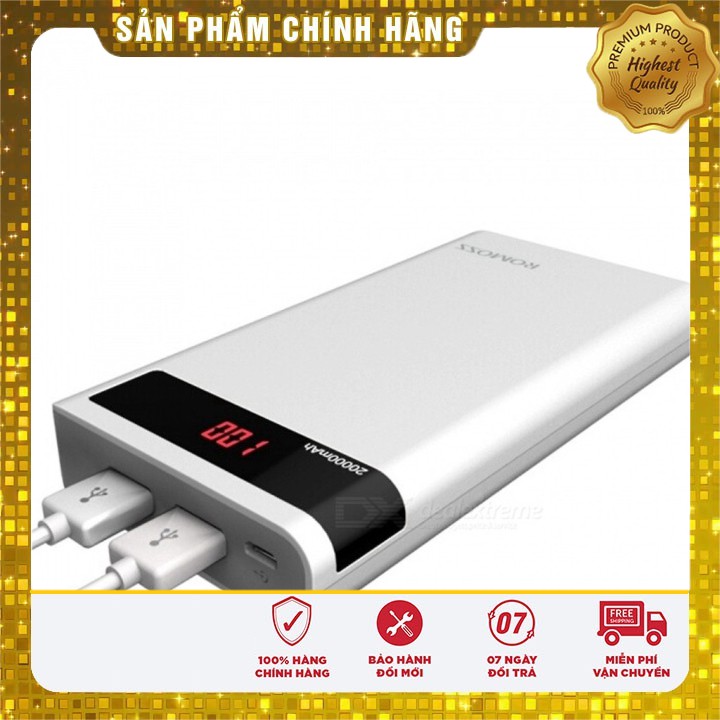 [ Rẻ & Bền ] Pin dự phòng Romoss 20000mAh Sense 6P - màn hình Đen