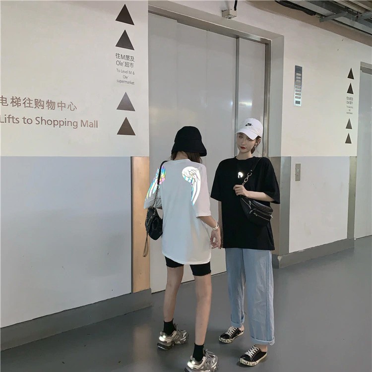 Áo thun Phản Quang 7 Màu Tay Lỡ Nam Nữ Đôi Cánh Vai