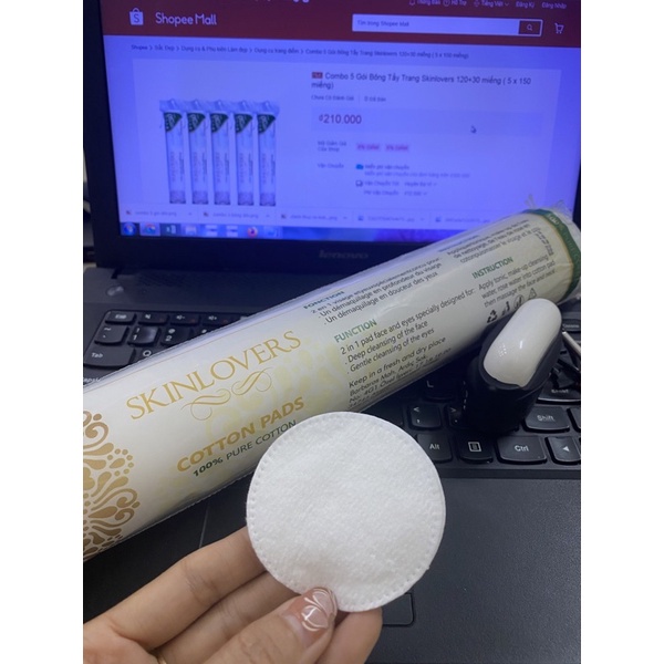 Sỉ 1 thùng 30 cây bông tẩy trang cao cấp Skinlovers 150 miếng