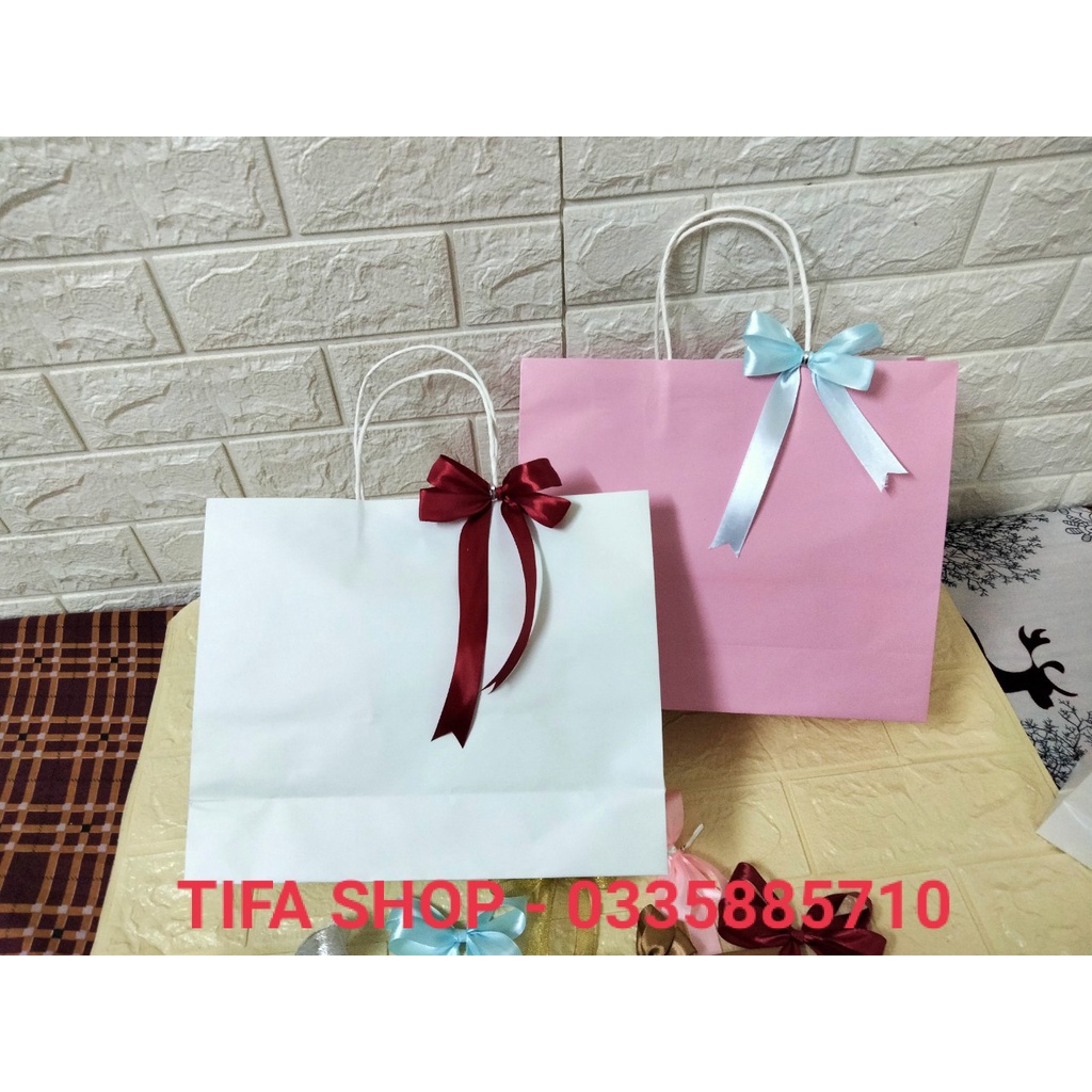 Túi giấy Kraft Nhật quai xoắn cao cấp siêu to kt 30x25x10cm có sẵn