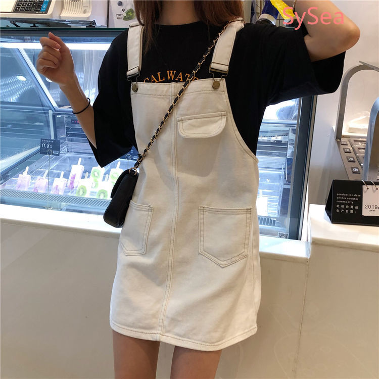 Váy Yếm Denim Trắng Dáng Rộng Thời Trang Mùa Hè Cho Nữ | BigBuy360 - bigbuy360.vn