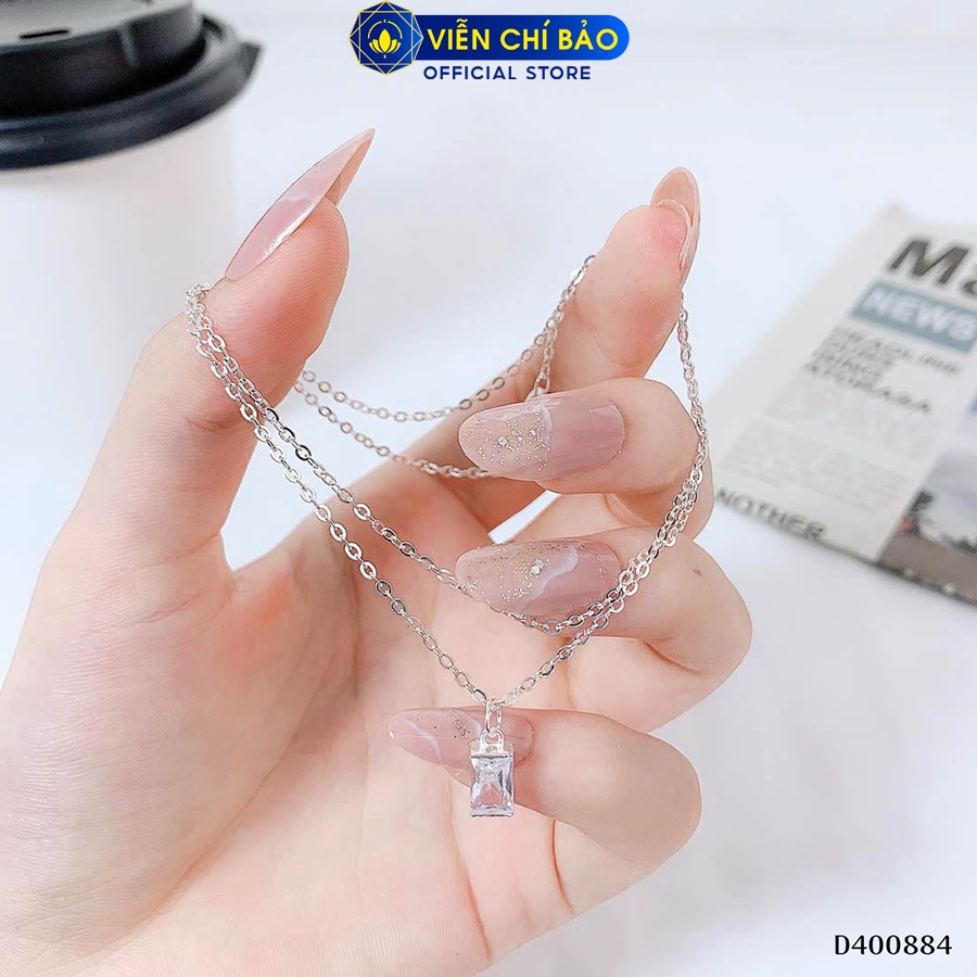 Day chuyền bạc nữ mặt đá trắng chất liệu bạc 925 thời trang phụ kiện trang sức Viễn Chí Bảo D400884
