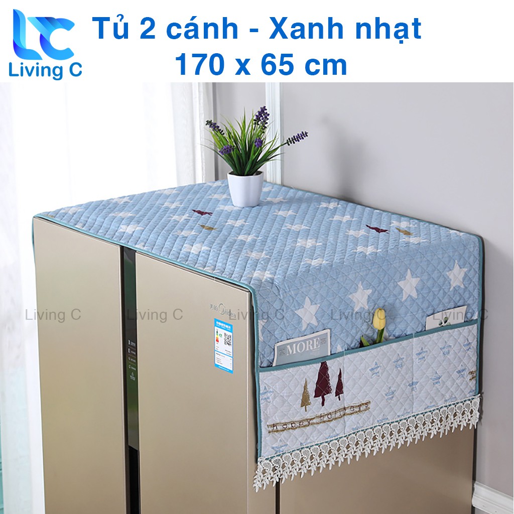 Tấm phủ tủ lạnh bằng vải PEVA miếng lót tủ lạnh chống thấm có túi cao cấp Living C _P45