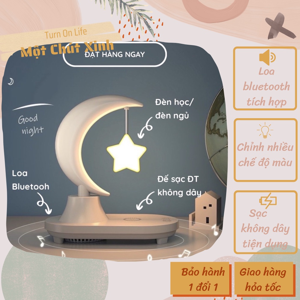 Đèn Ngủ Decor Ngôi Sao Bay,Chim bay 3D, 3 Trong 1, kiêm Loa + Đế Sạc Không Dây và 8 chế độ đèn
