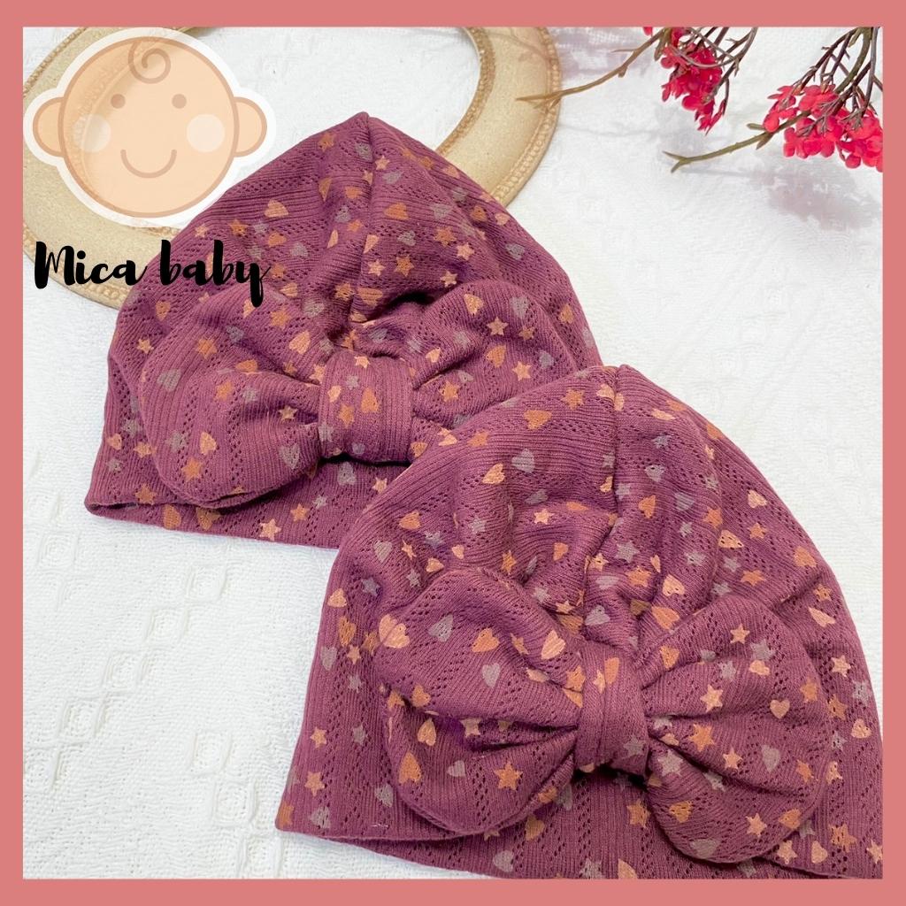 Mũ nón turban thắt nơ đỏ đô đậm tym sao đáng yêu cho bé từ Mica baby MTB84