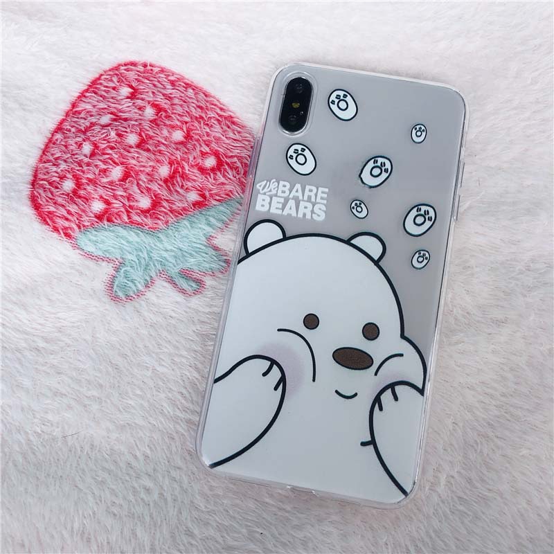 Ốp lưng iphone silicon dẻo trong họa tiết Gấu hoạt hình dành cho IPhone 6 đến 13promax - t53