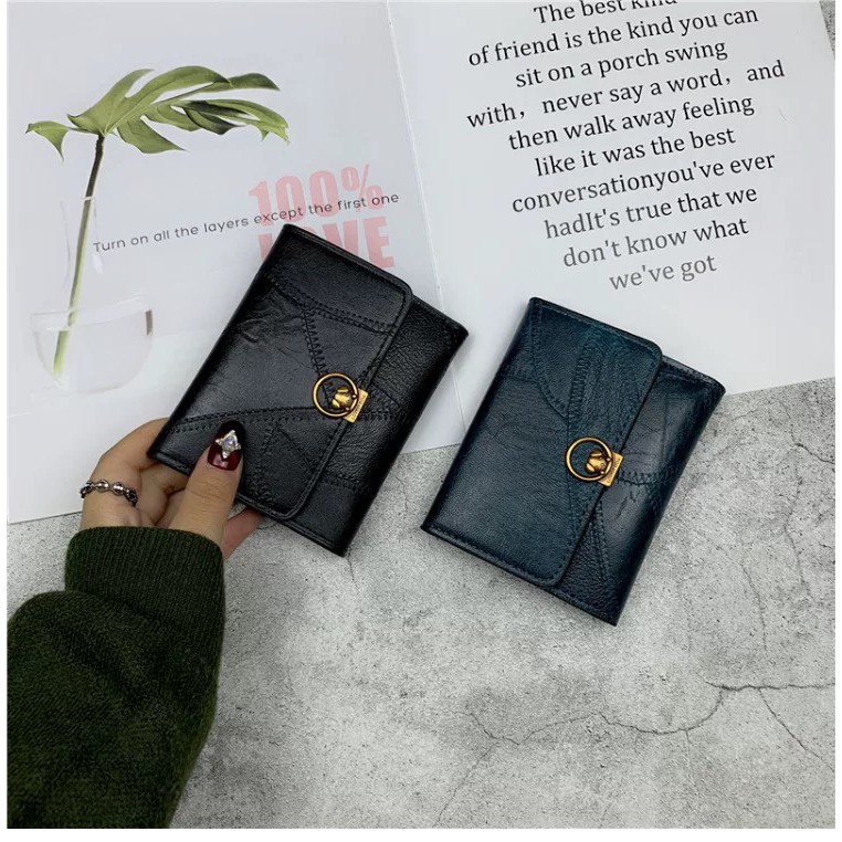 VN19H1224 VÍ NỮ BÓP TIỀN MINI THỜI TRANG ULZZANG VÍ NGẮN VINTAGE THANH LỊCH | BigBuy360 - bigbuy360.vn