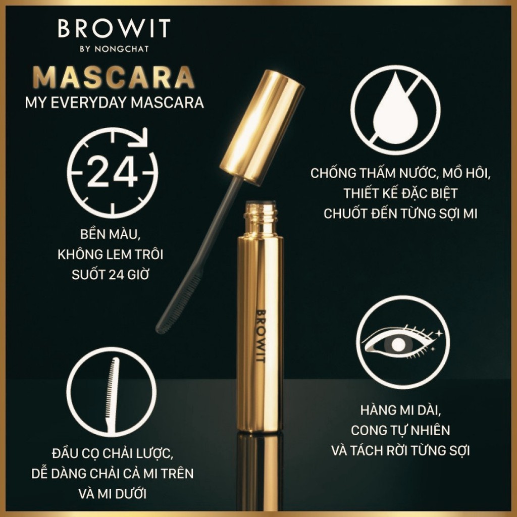 Mascara Nongchat Browit Thái Làm Dày Dài Mi Chuyên Dụng Cho Makeup