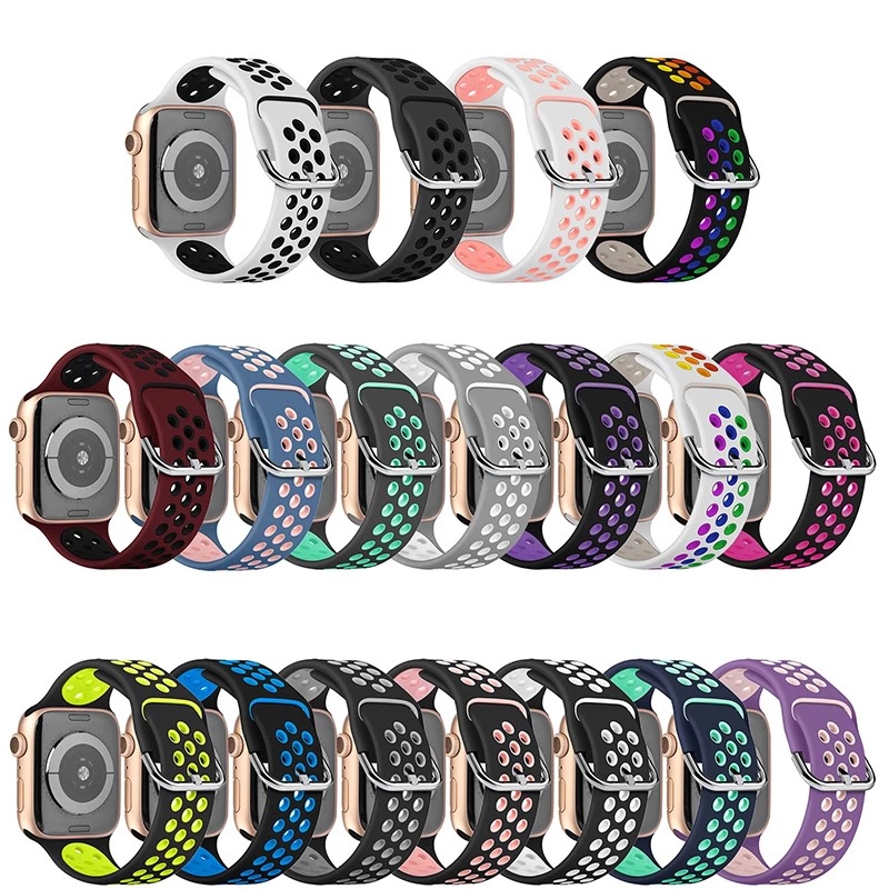 Dây Đeo Bằng Silicone Mềm Thoáng Khí Cho iWatch 49mm 45mm 44mm 4 87654321 Se