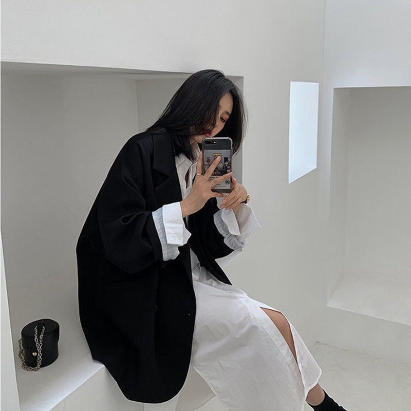 Áo khoác IELGY màu trơn dáng rộng thời trang dành cho nữ