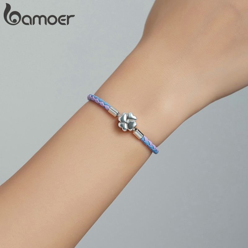 Vòng Đeo Tay Bamoer SCB214-17 Bằng Bạc 925 Màu Tím Với Mặt Vòng Có Thể Điều Chỉnh Trang Sức Thời Trang Cho Nữ