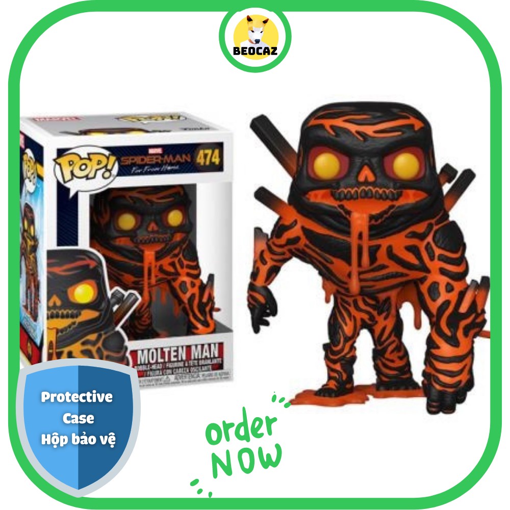 [Ship Hỏa Tốc] [Tặng Hộp Bảo Vệ] [Chính hãng] Mô hình Funko Pop nhân vật Molten Man Người nhện xa nhà Spider Man No.474