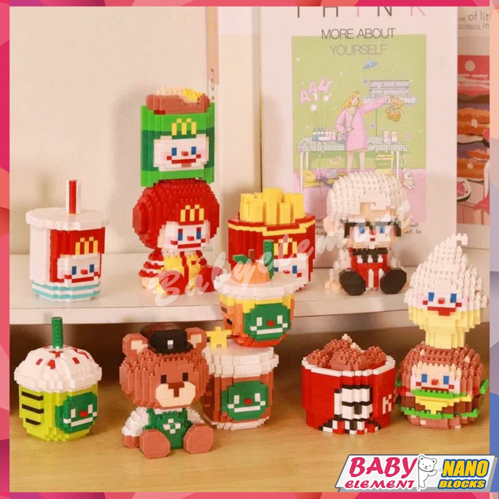 Nano Khối KFC McDonald's Tương Thích Xếp Hình Khối Xây Dựng PepsiCo DIY Triều Chơi Hamburger Sáng Tạo Đồ Chơi Mô Hình Quà Tặng