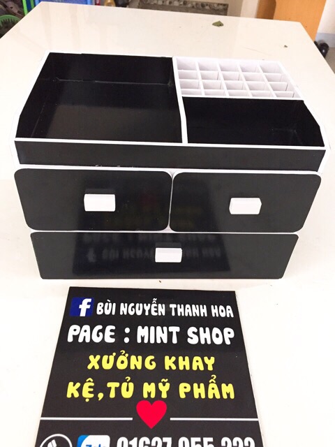 Kệ mỹ phẩm 3 tầng đen