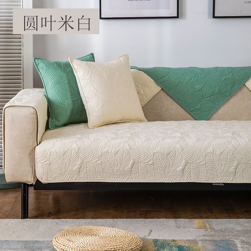 Đệm sofa bằng cotton và da chống trơn trượt thông dụng cho bốn mùa phong cách đơn giản