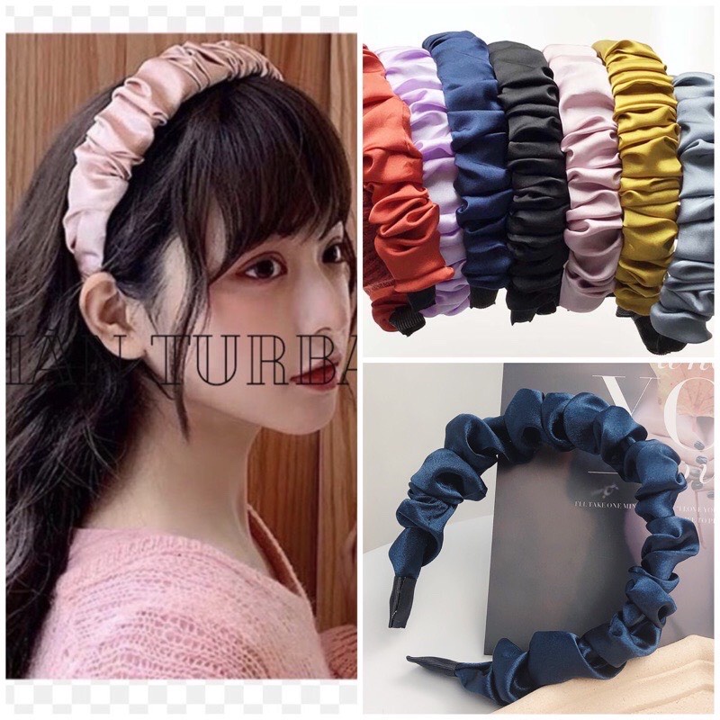 Cài tóc/bờm tóc vải sóng nếp loại to nhiều màu