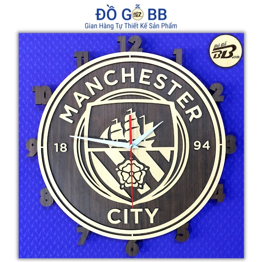 Đồng Hồ Bóng Đá Logo Man City Manchester City (Citizens) Đồng Hồ Man City Bằng Gỗ Treo Tường Bền Rẻ Đẹp - Đồ Gỗ BB