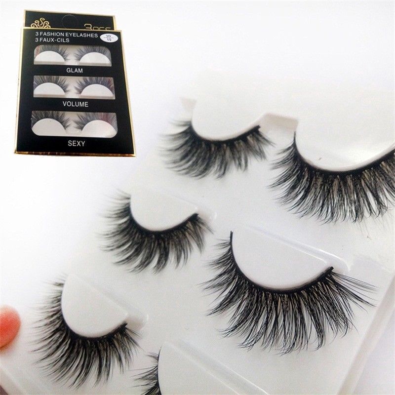 [Hàng mới về] Bộ 3 cặp lông mi giả 3D dài và dày tự nhiên làm đẹp dành cho nữ