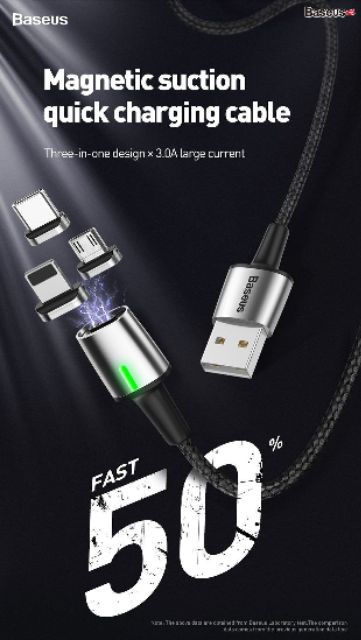 Cáp sạc từ tính Baseus Zinc Magnetic Cable Series 2 (Type C/ Micro/ Lightning