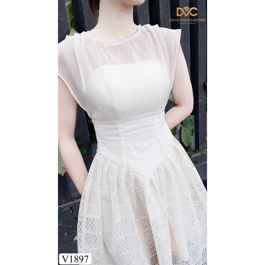 [Mã FAGREEN1505 giảm tới 30K đơn 99K] Váy ren kem sát nách V1897 - Đẹp Shop DVC (Kèm ảnh thật trải sàn do shop tự chụp) | BigBuy360 - bigbuy360.vn