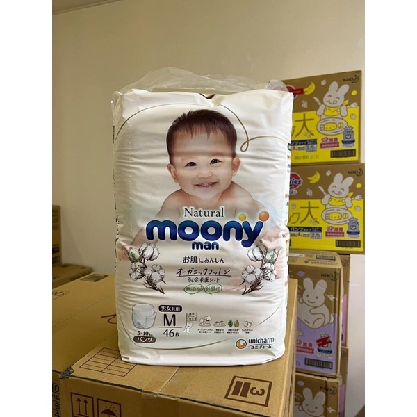 Bỉm Moony Natural Nội Địa Chính Hãng - Bỉm Moony Dán/Quần Đủ Size NB63/S58/M48/L36/XL32