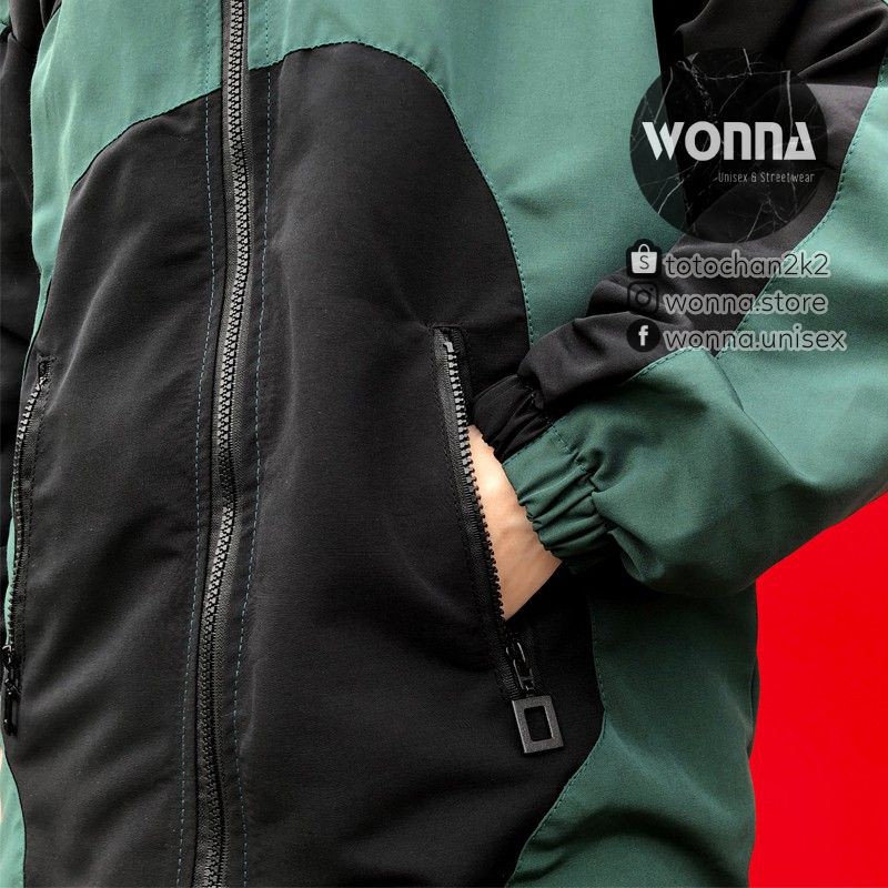 (ORDER) Áo Khoác dù có mũ form rộng trắng đen xanh Unisex Ulzzang Oversize street style nam nữ gió cá tính có túi | BigBuy360 - bigbuy360.vn