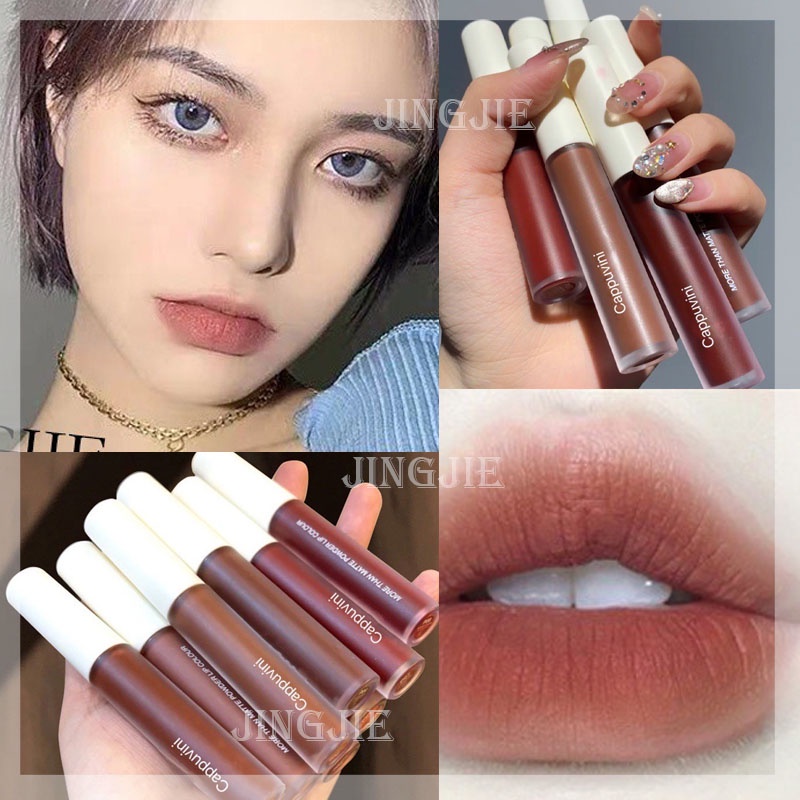 [Hàng mới về] Son môi Cappuvini dạng lỏng lên màu đẹp thiết kế vỏ màu trắng đẹp mắt