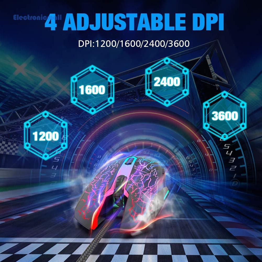 Chuột chơi game USB có dây và đèn LED 6 nút chuyên nghiệp 2400 DPI