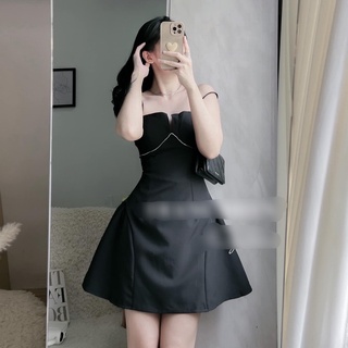 Váy dây viền đá
