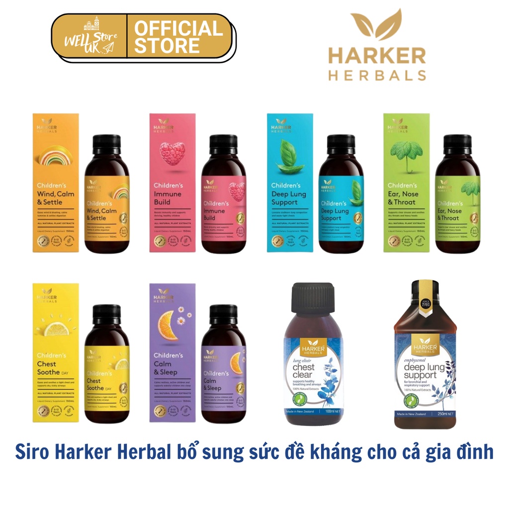 Siro Harker Herbal Children's bổ phổi, tăng đề kháng, giúp bé ăn ngon 150ml - 250ml