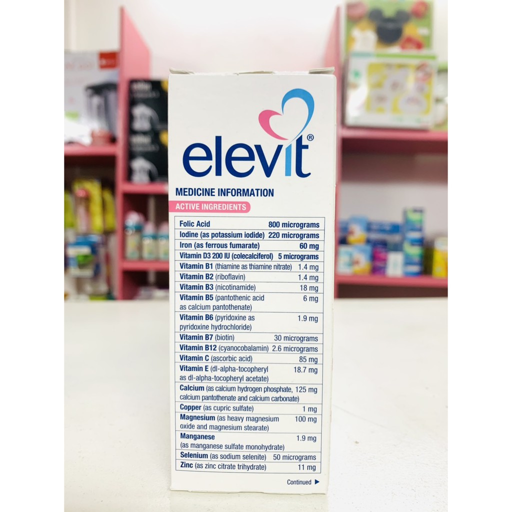 Vitamin bầu tổng hợp Elevit Úc hộp 100 viên bổ sung sắt và vitamin cho mẹ mang thai chính hãng 20488