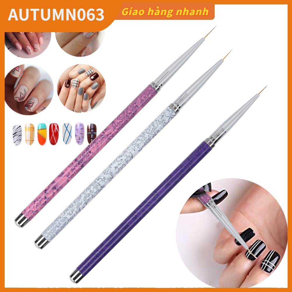 Hàng giao ngay Bút vẽ móng tay 3 Cọ vẽ móng nghệ thuật tay cầm bằng đá hoa cương