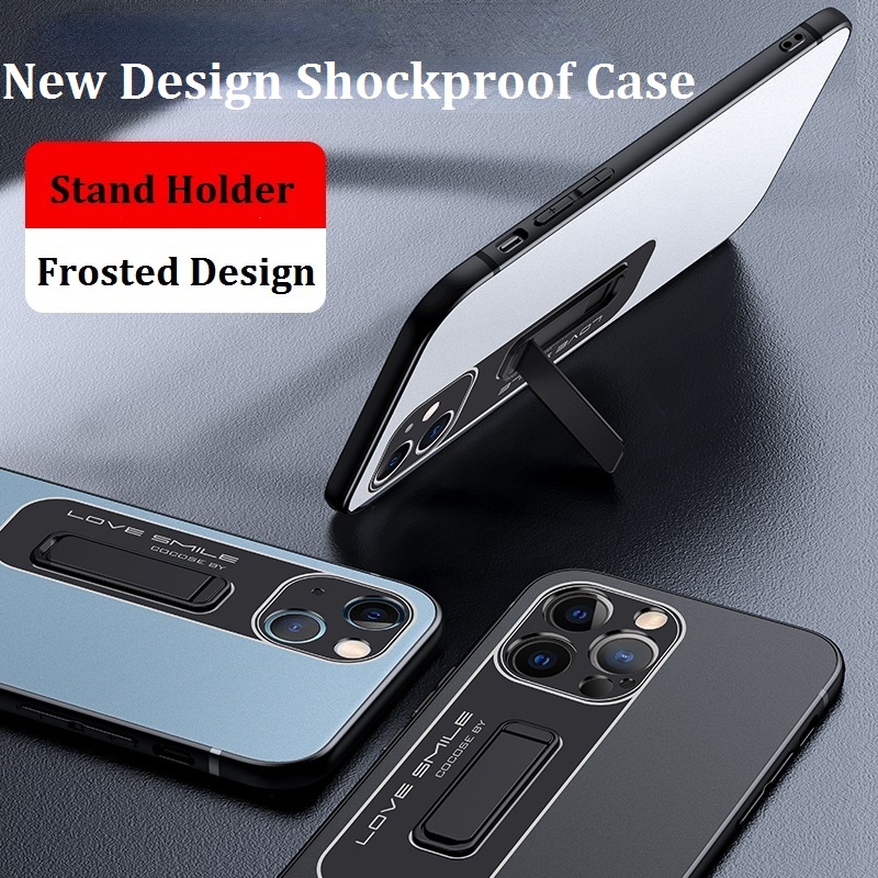 Ốp Điện Thoại Cứng Mặt Nhám Chống Sốc Có Chân Đế Cho iPhone 13 Pro Max/13/12 Pro Max/11 Pro Max