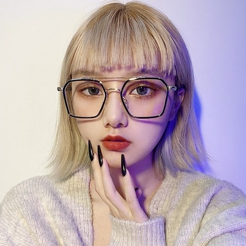 Mắt Kính Gọng Kim Loại Chống Ánh Sáng Xanh Phong Cách Vintage Thời Trang Cho Nữ
