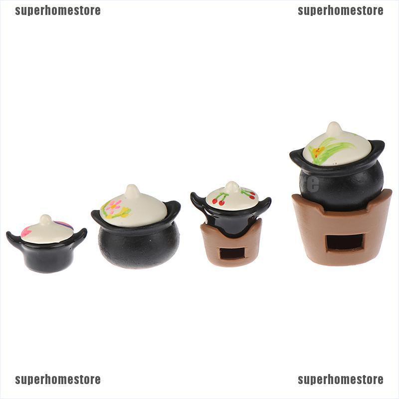 [superhomestore]1:12 Dollhouse Miniature Carbon Stove Soup Pot Model Kitchen Cooking Toy